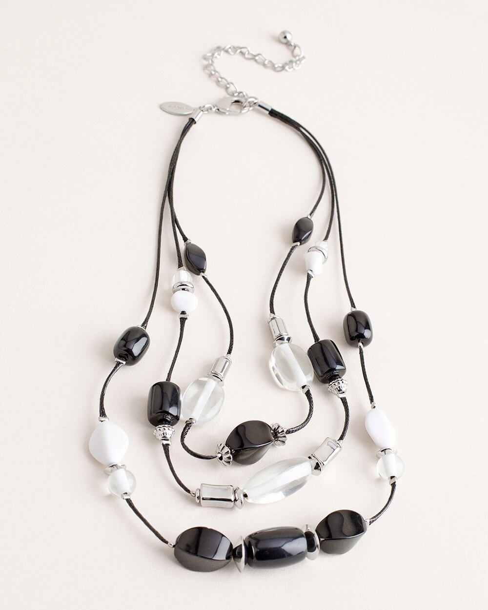 Beaded Black and White Illusion Necklace