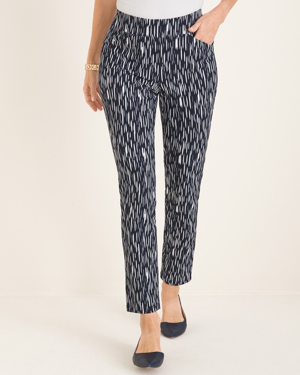 Travelers Collection Printed India Ink Crepe Ankle Pants