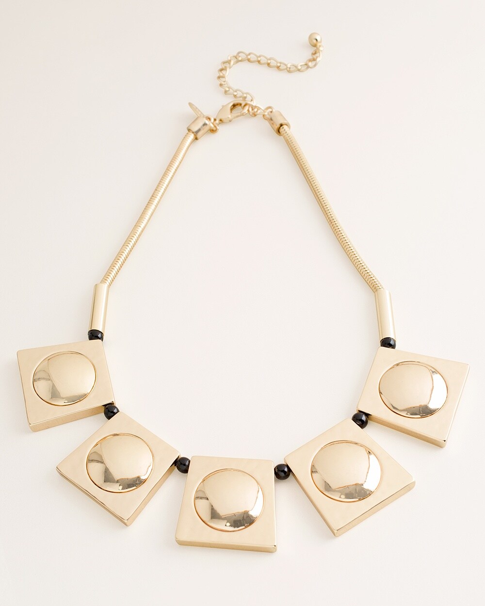 Short Gold-Tone Square Bib Necklace