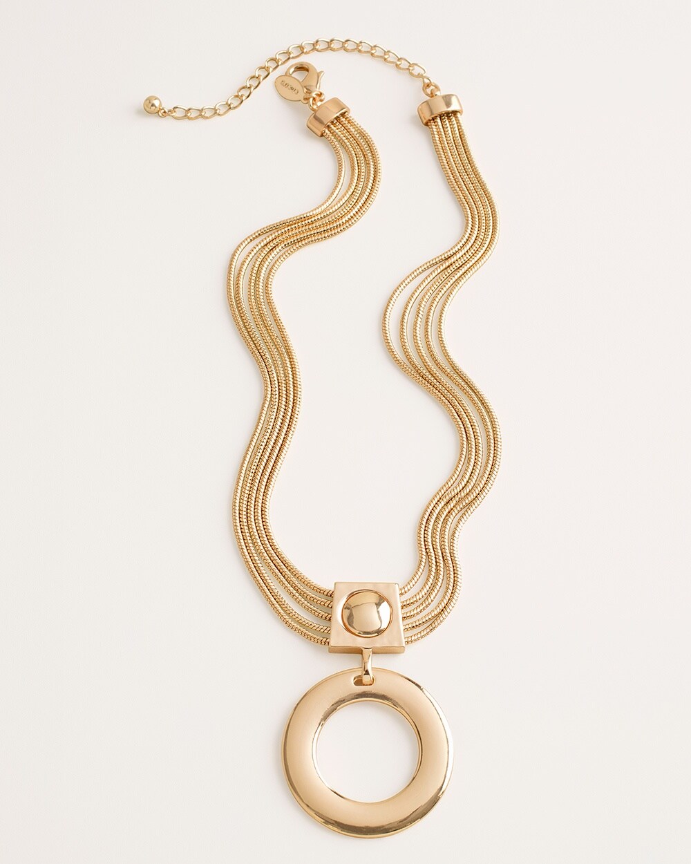 Short Gold-Tone Circlet Pendant Necklace
