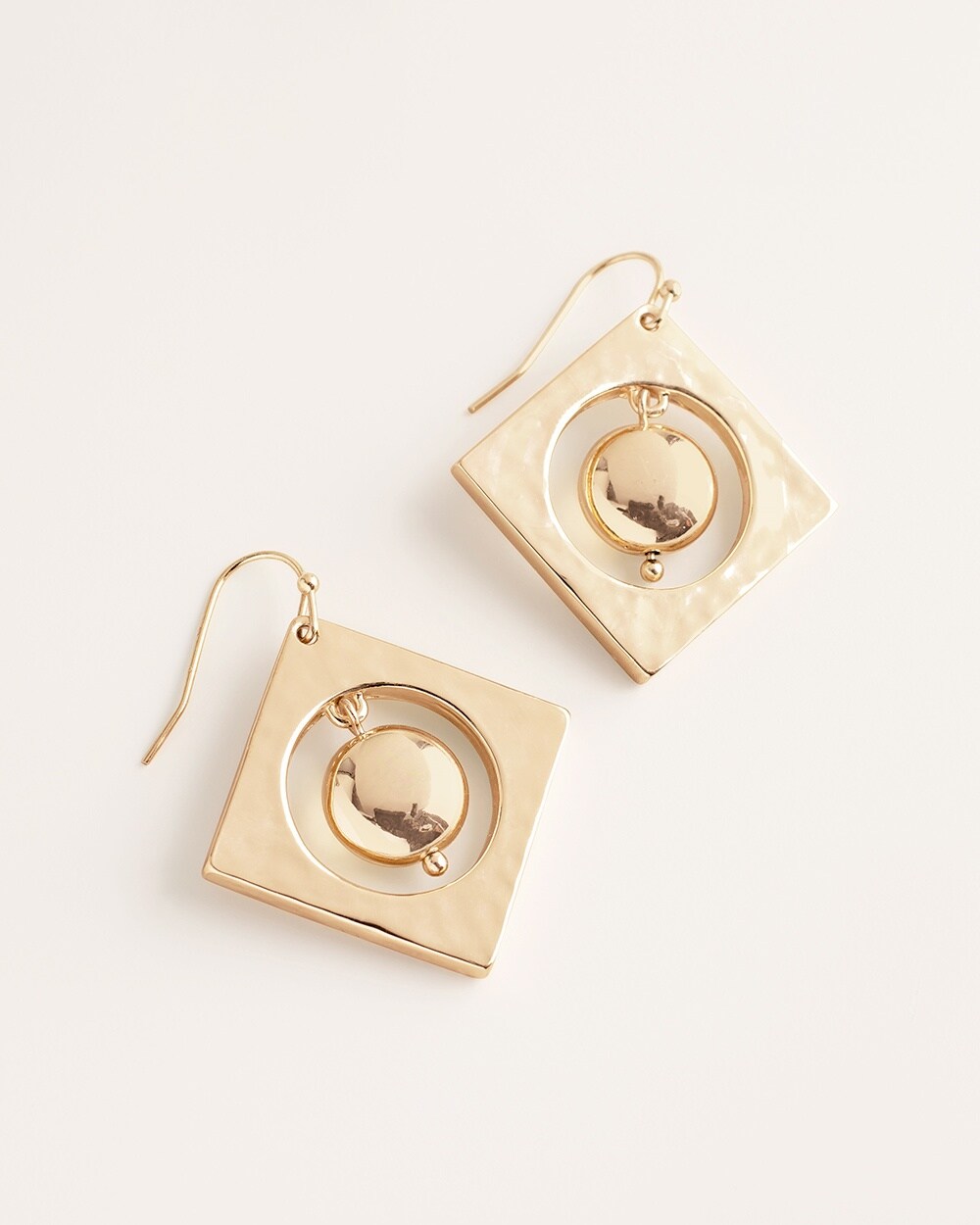 Gold-Tone Square Drop Earrings