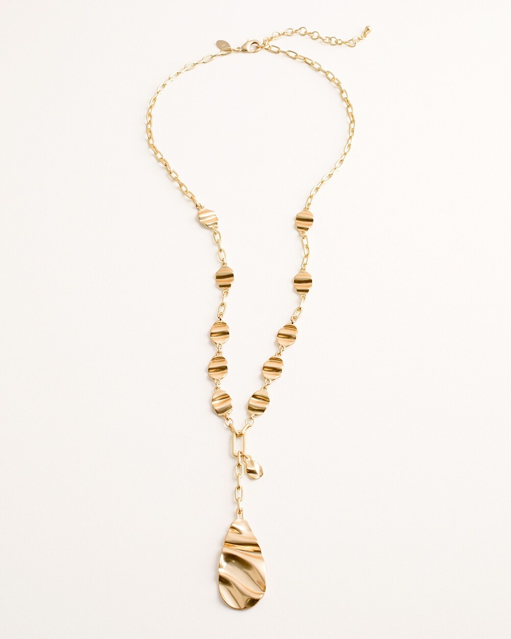 Long Gold-Tone Wave Pendant Necklace
