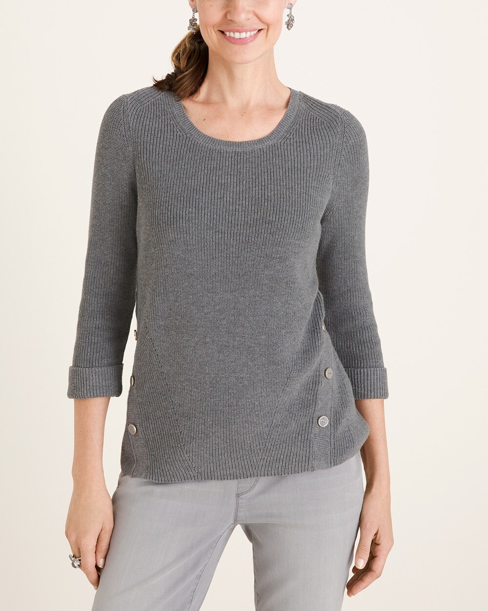 Side-Button Pullover Sweater