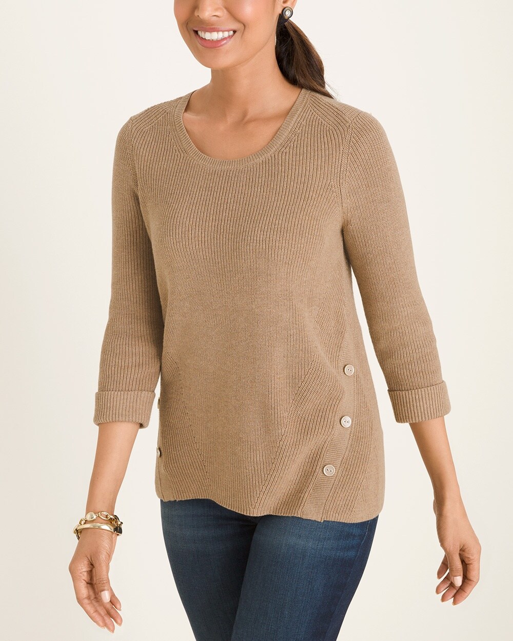 Side-Button Pullover Sweater