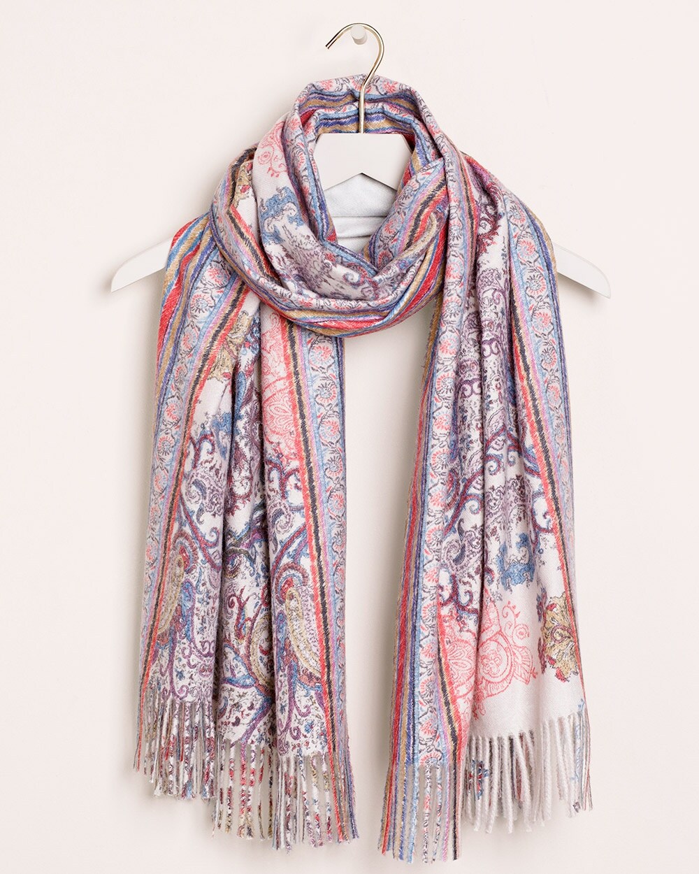 Multi-Colored Paisley Oblong Scarf