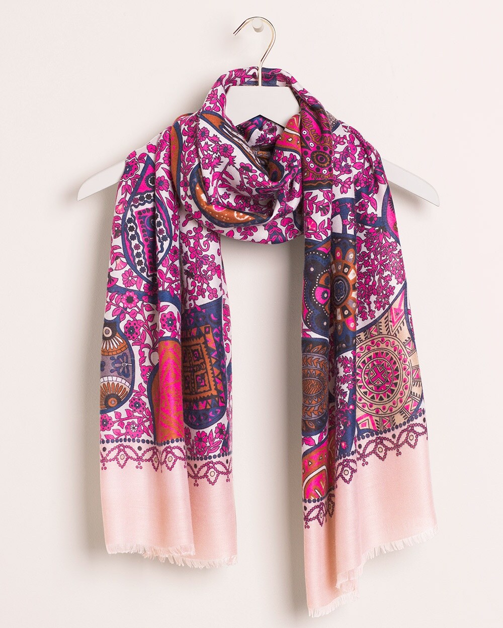 Pink Paisley Oblong Scarf