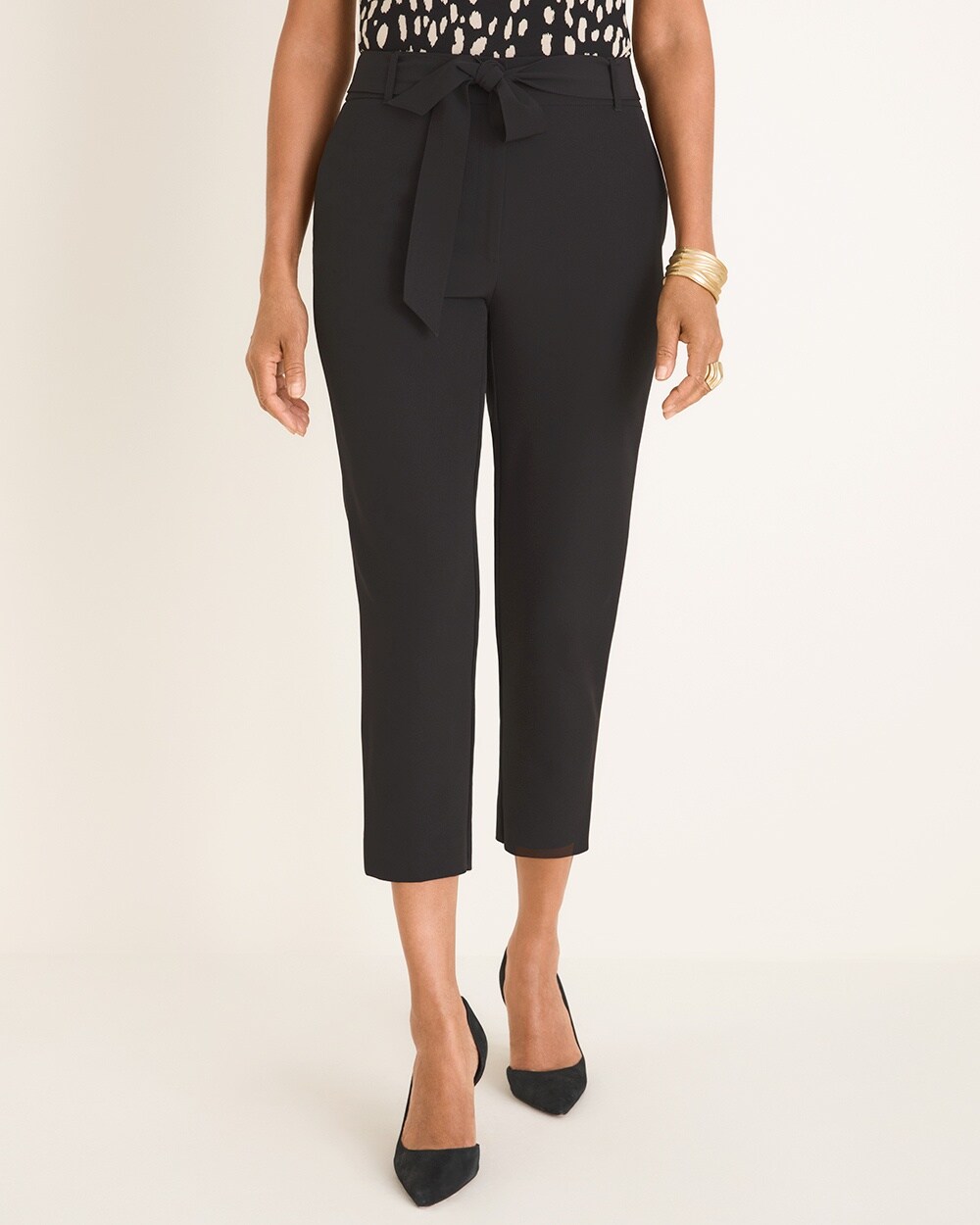 Belted Straight-Leg Crops
