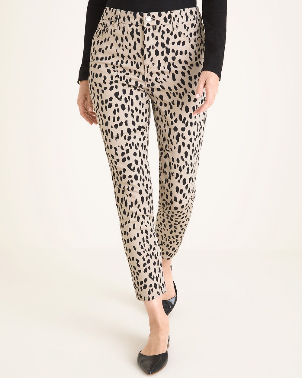 So Slimming Cheetah-Print Girlfriend Ankle Jeans