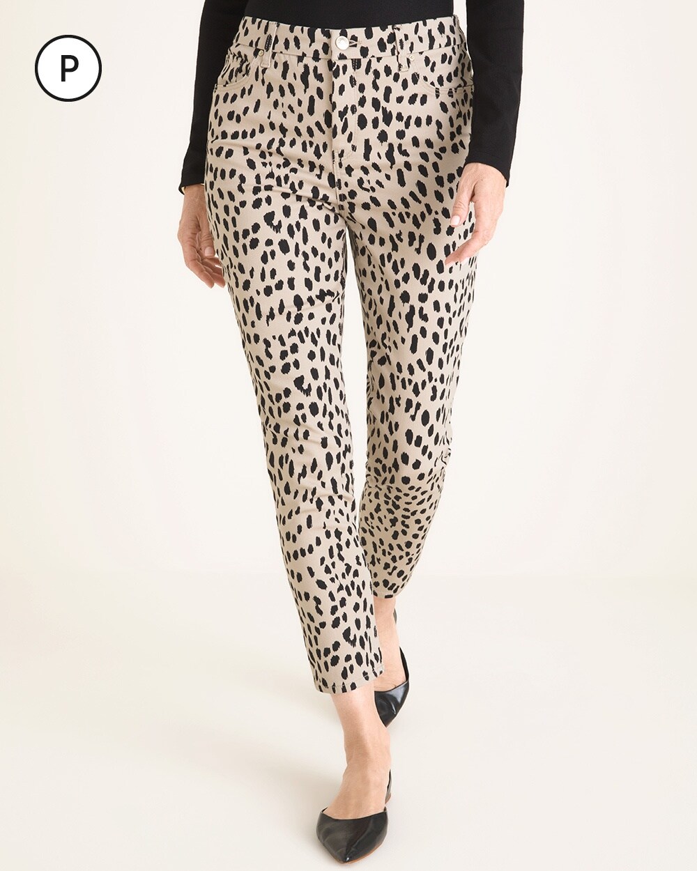So Slimming Petite Cheetah-Print Girlfriend Ankle Jeans