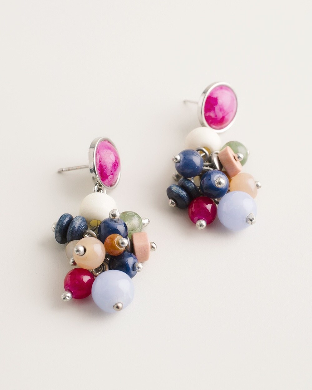 Beaded Multi-Colored Cluster Earrings
