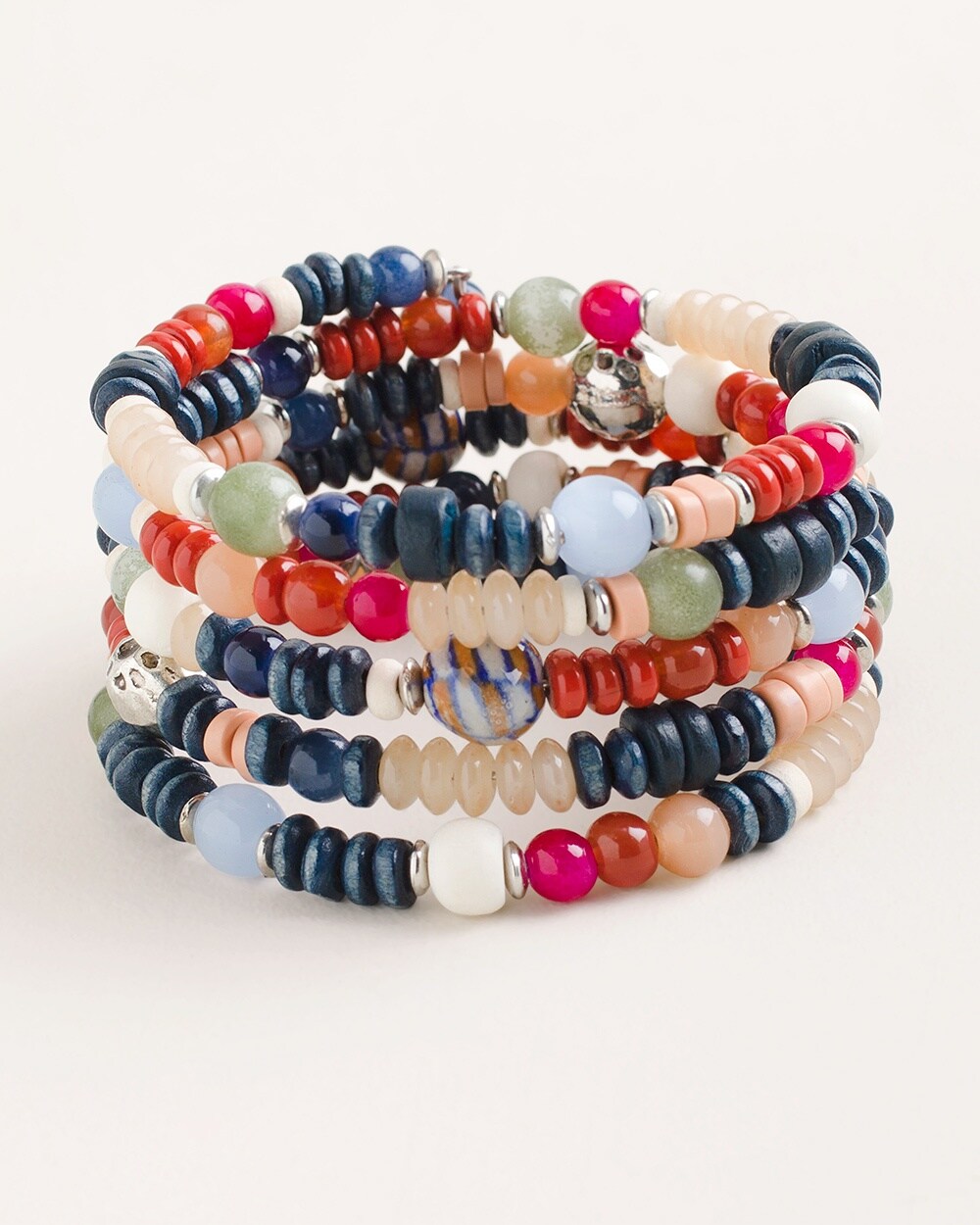 Beaded Multi-Colored Coil Bracelet
