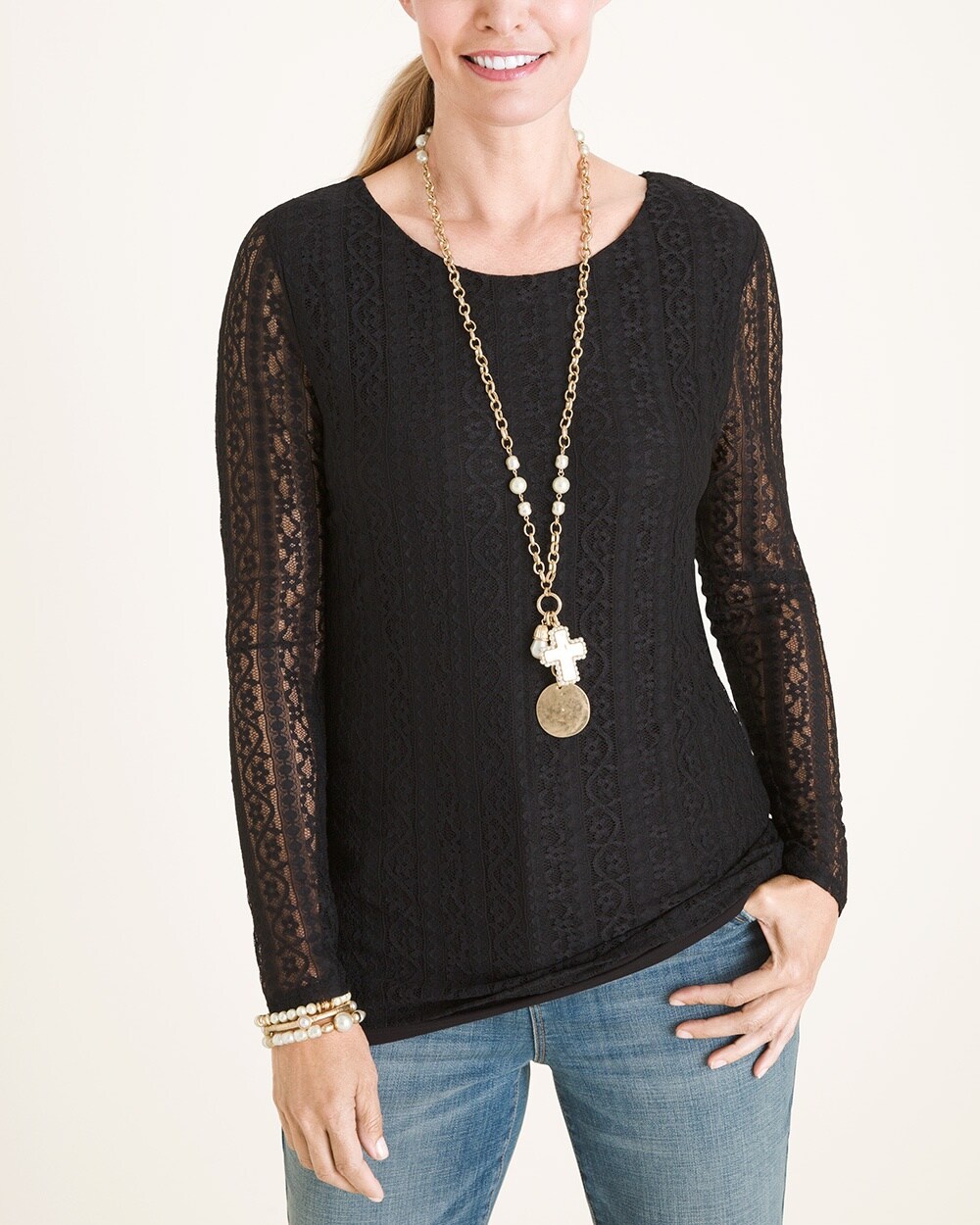 Long-Sleeve Lace Top
