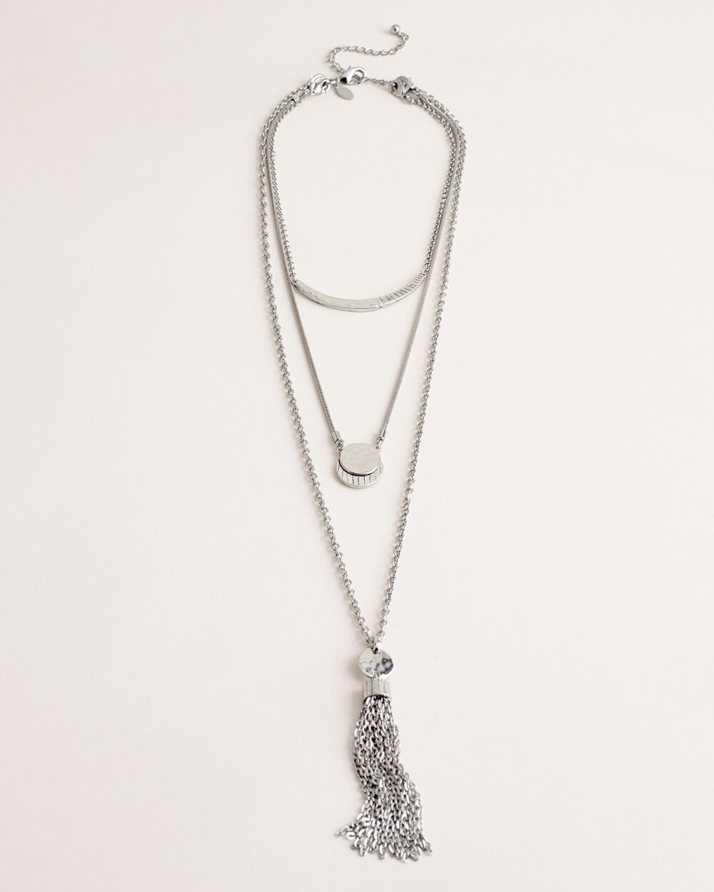Convertible Hammered Etched Silver-Tone Multi-Strand Necklace