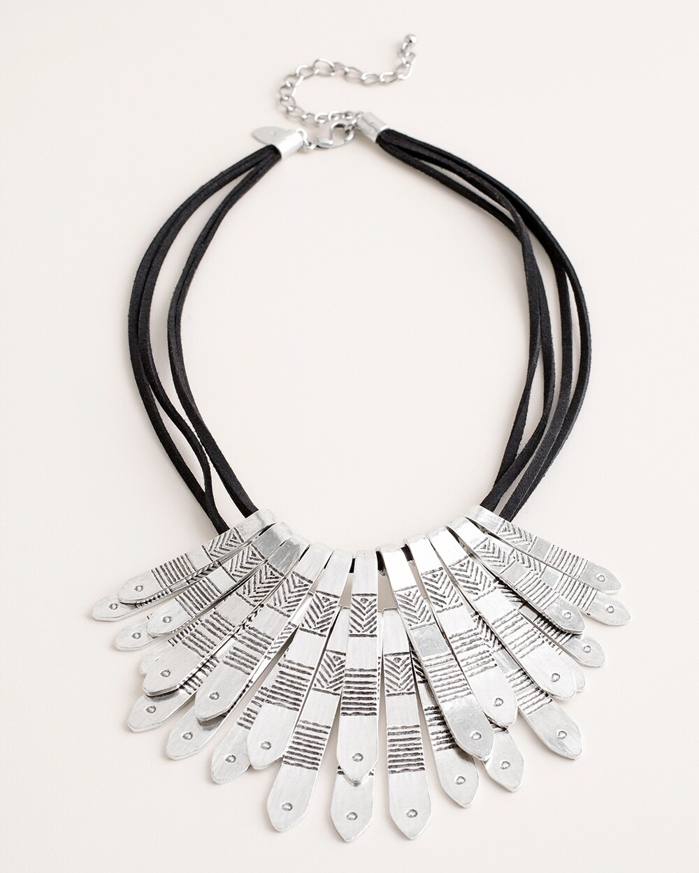Silver-Tone Etched Bib Necklace