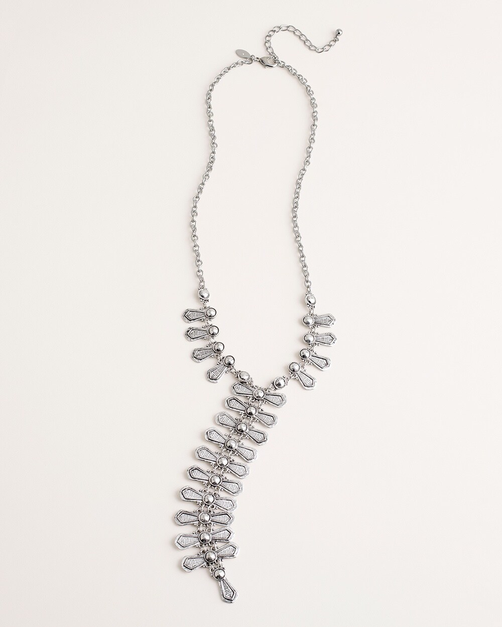Silver-Tone Etched Y-Necklace
