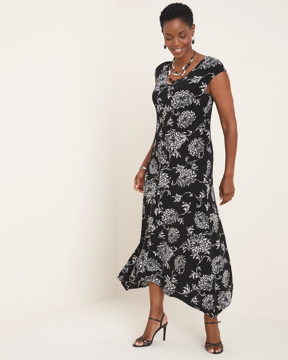 Travelers Classic Black and White Floral Dress