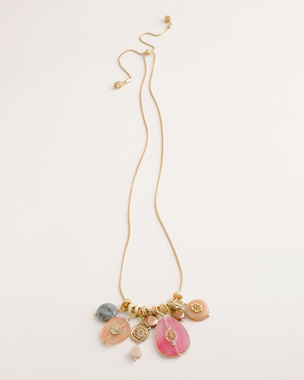 Convertible Warm-Hued Gold-Tone Charm Necklace