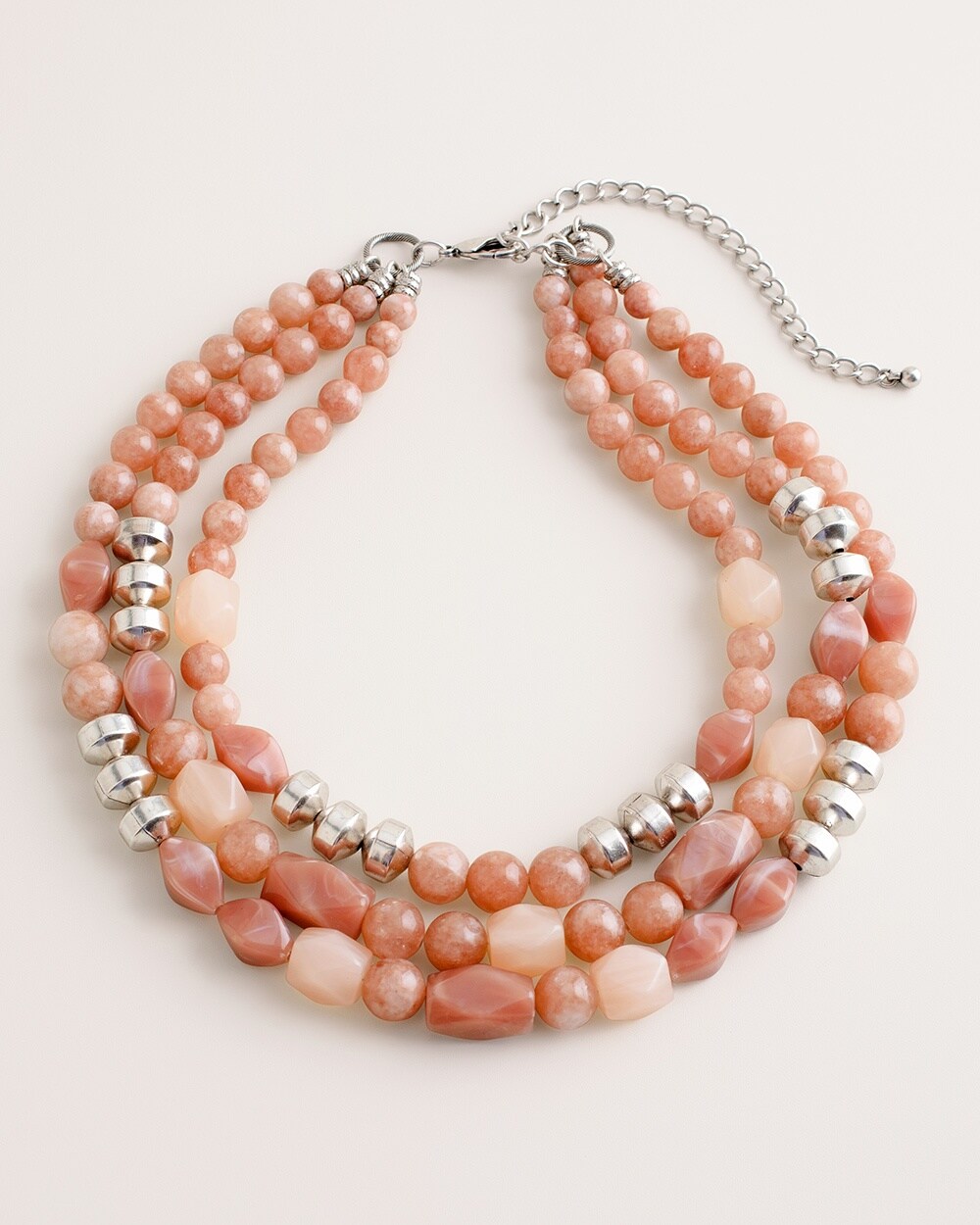 Beaded Blush Peach Multi-Strand Necklace