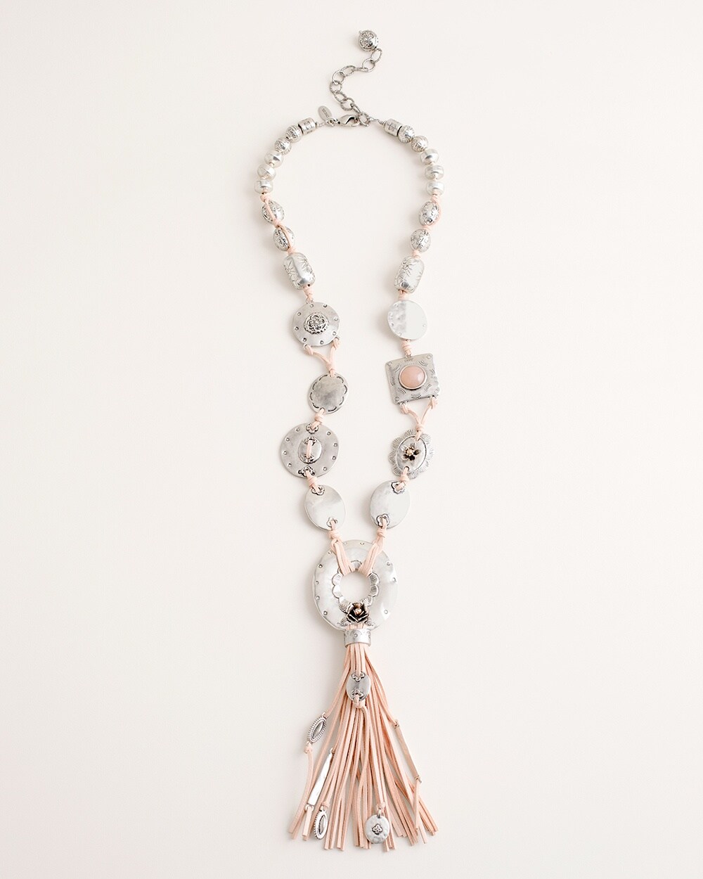 Blush Peach Tassel-Pendant Necklace