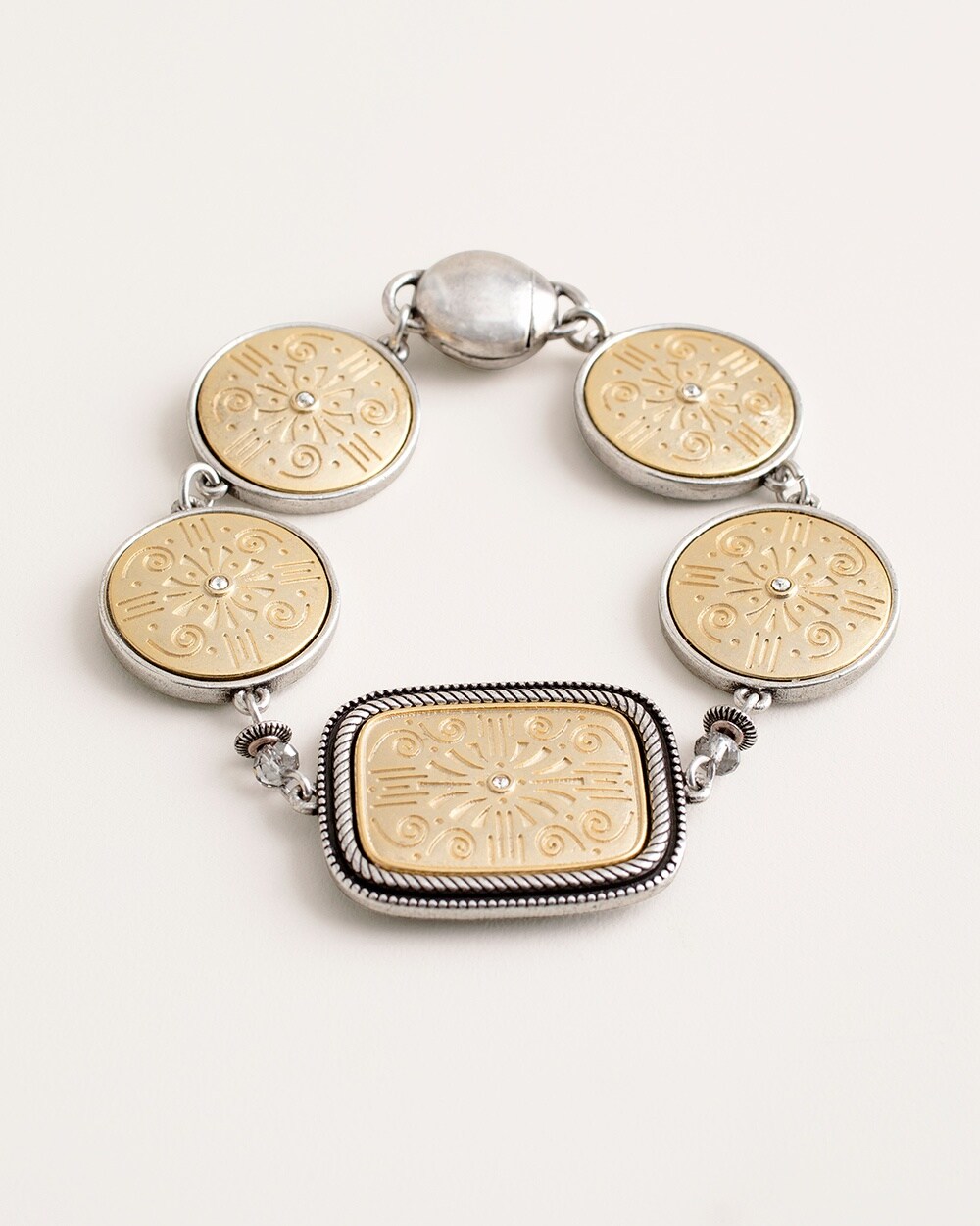 Reversible Mixed-Metal Etched Magnetic Bracelet