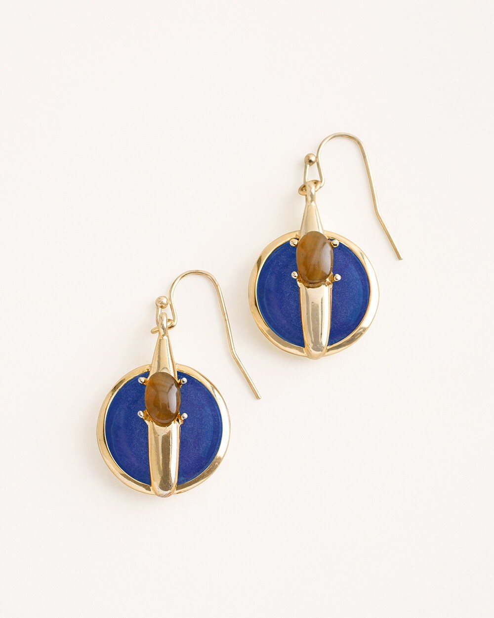 Blue and Gold-Tone Drop Earrings