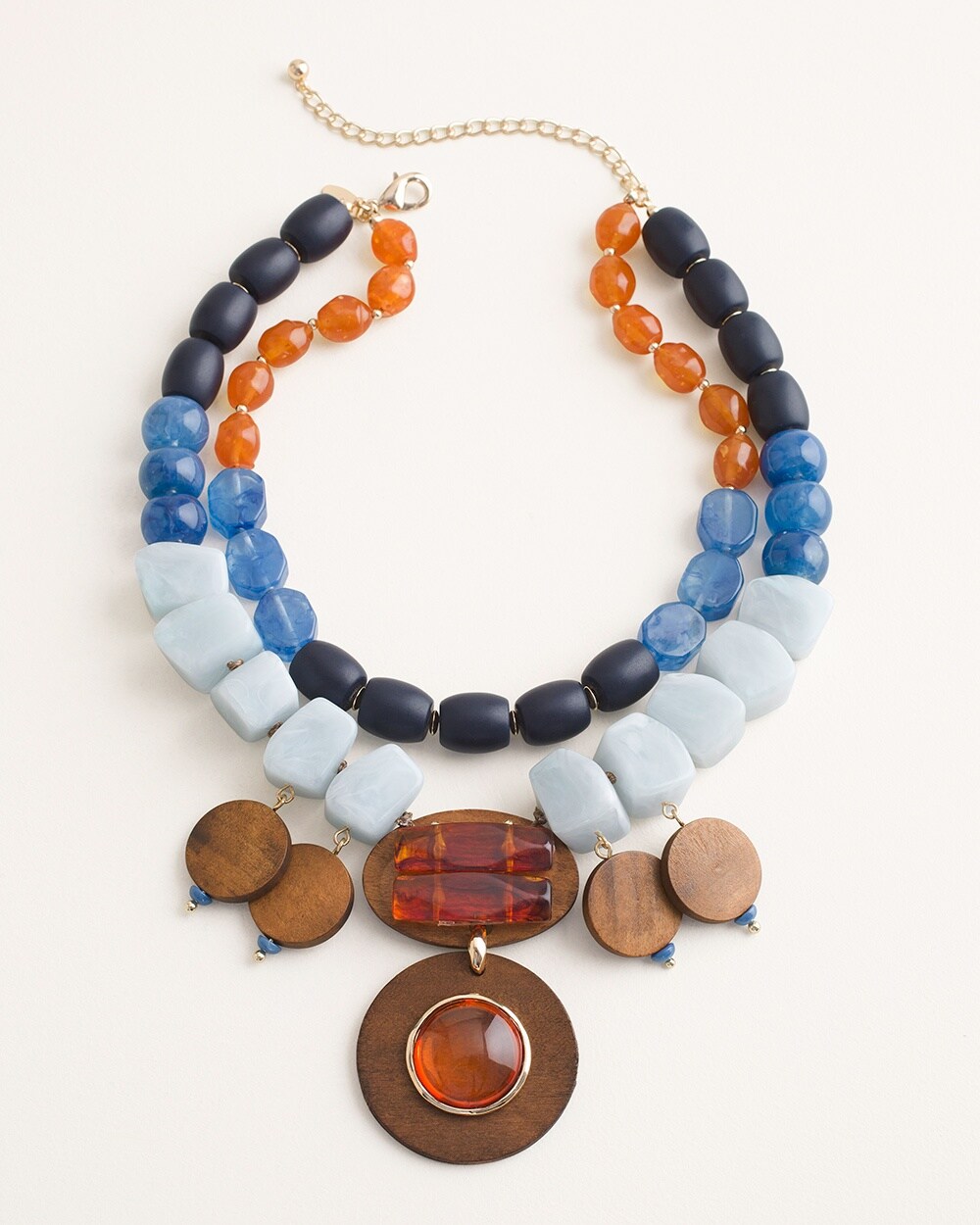 Blue and Multi-Colored Bib Necklace