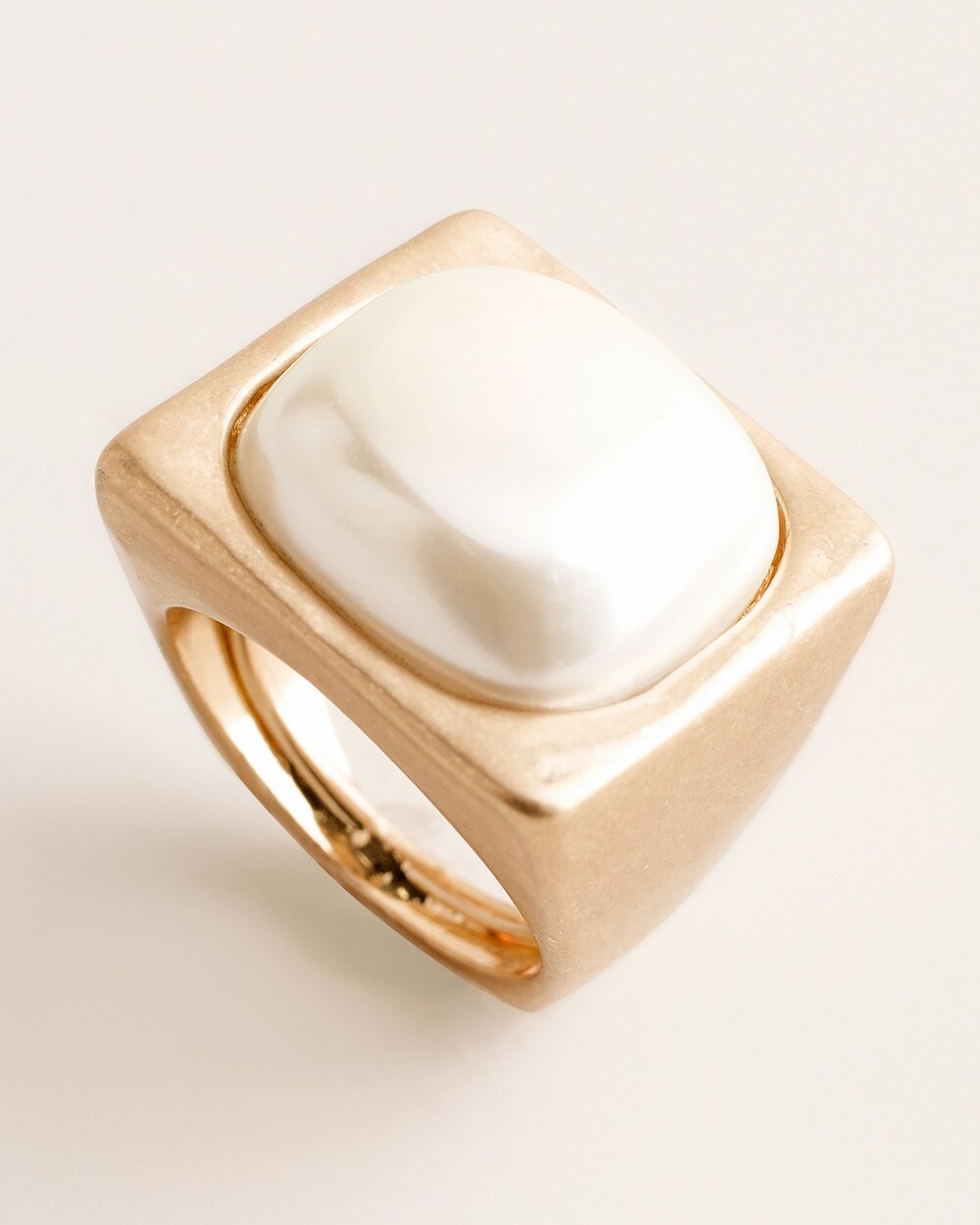 Faux-Pearl Square Ring