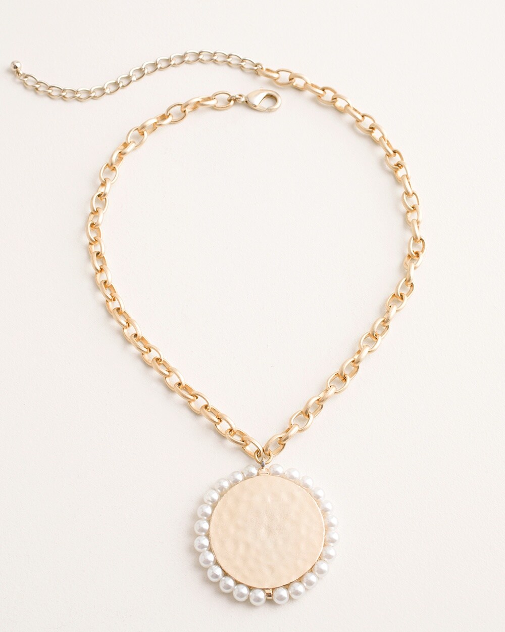 Textured Faux-Pearl Pendant Necklace