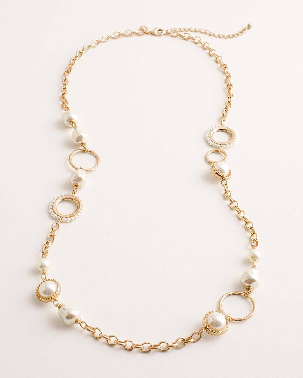 Long Faux-Pearl Single-Strand Necklace