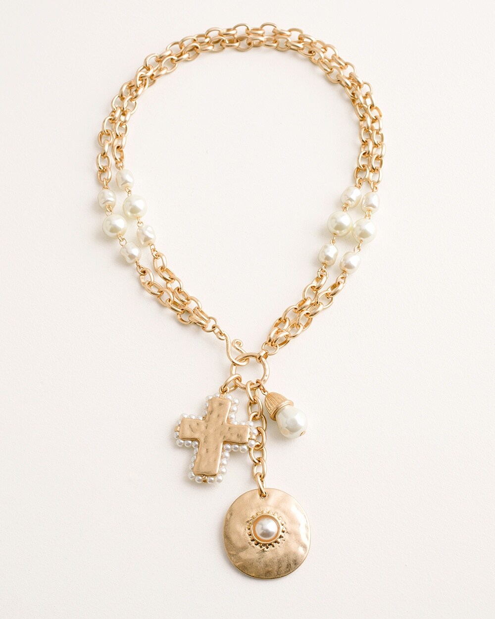 Convertible Faux-Pearl Charm-Pendant Necklace