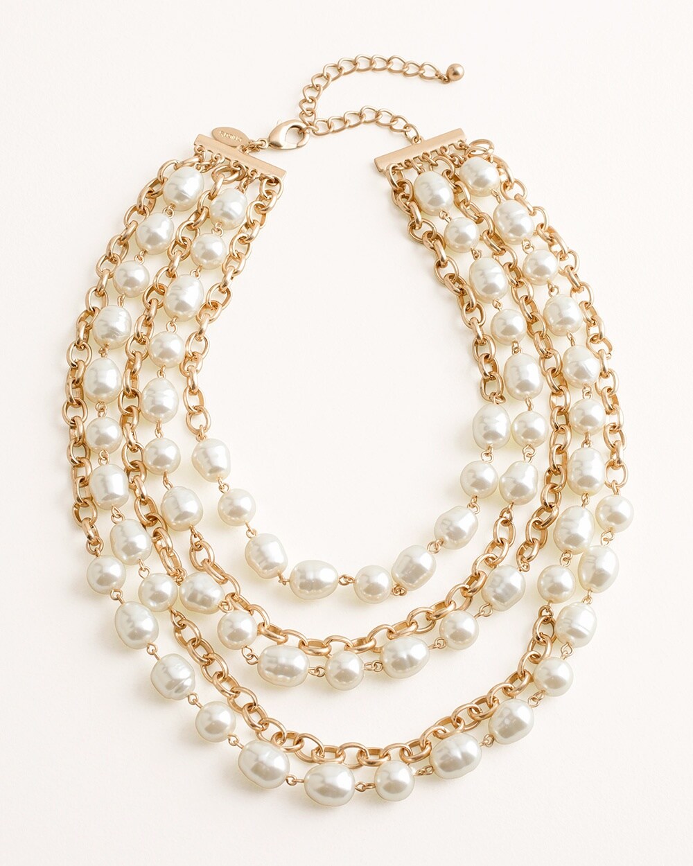 Short Faux-Pearl Multi-Strand Necklace