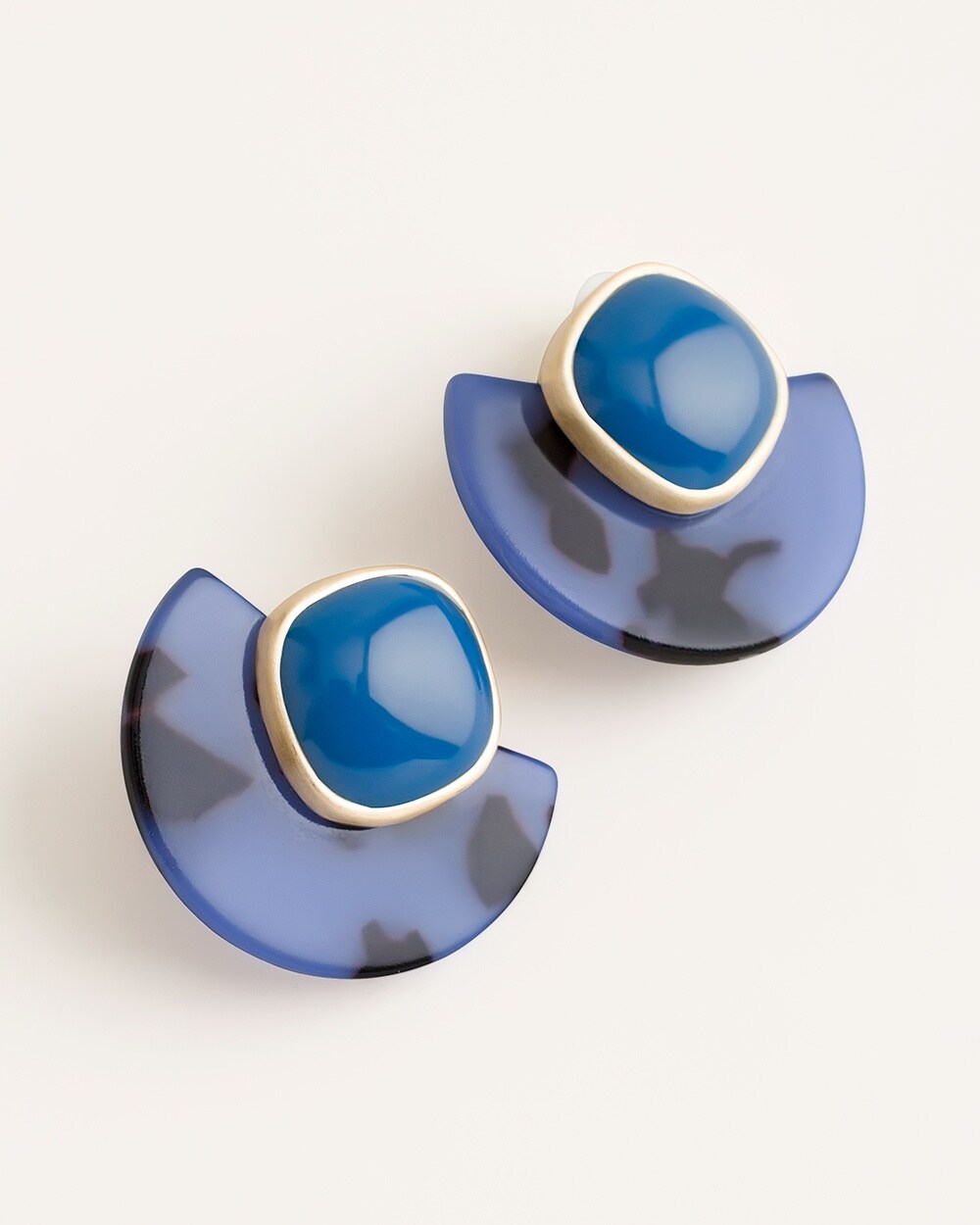 Blue Animal-Print Clip-On Earrings