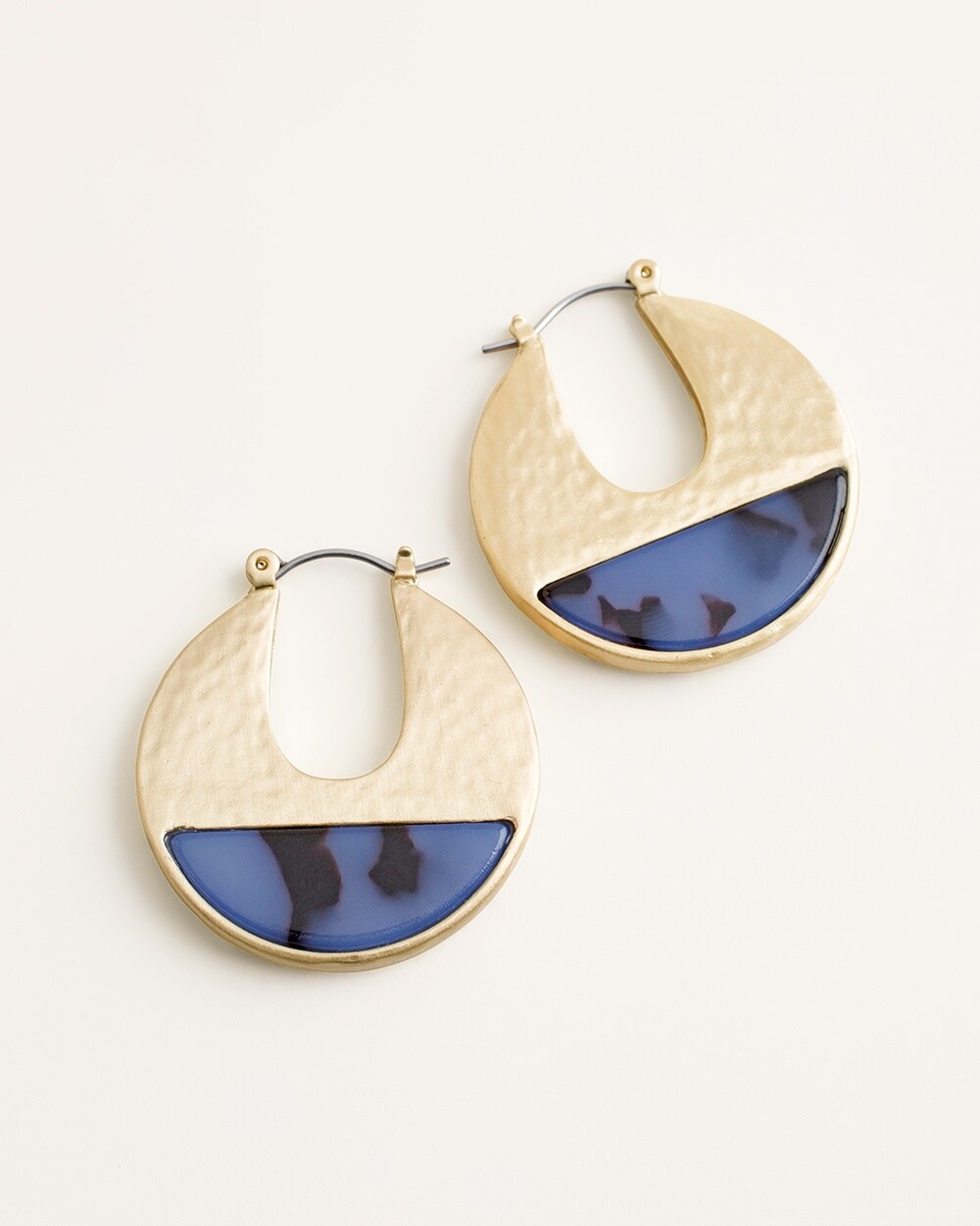 Blue Animal-Print Hoop Earrings