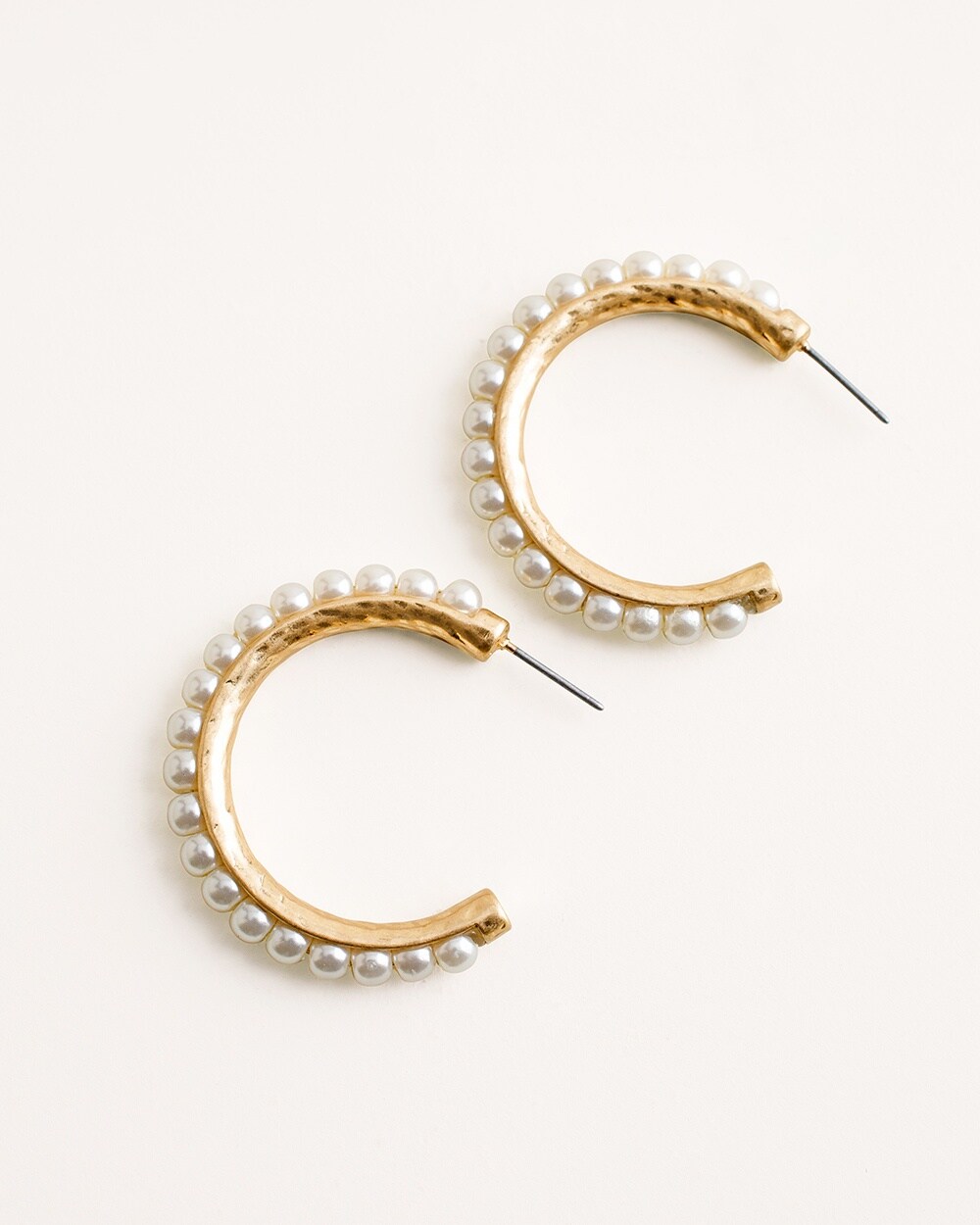 Faux-Pearl Hoop Earrings