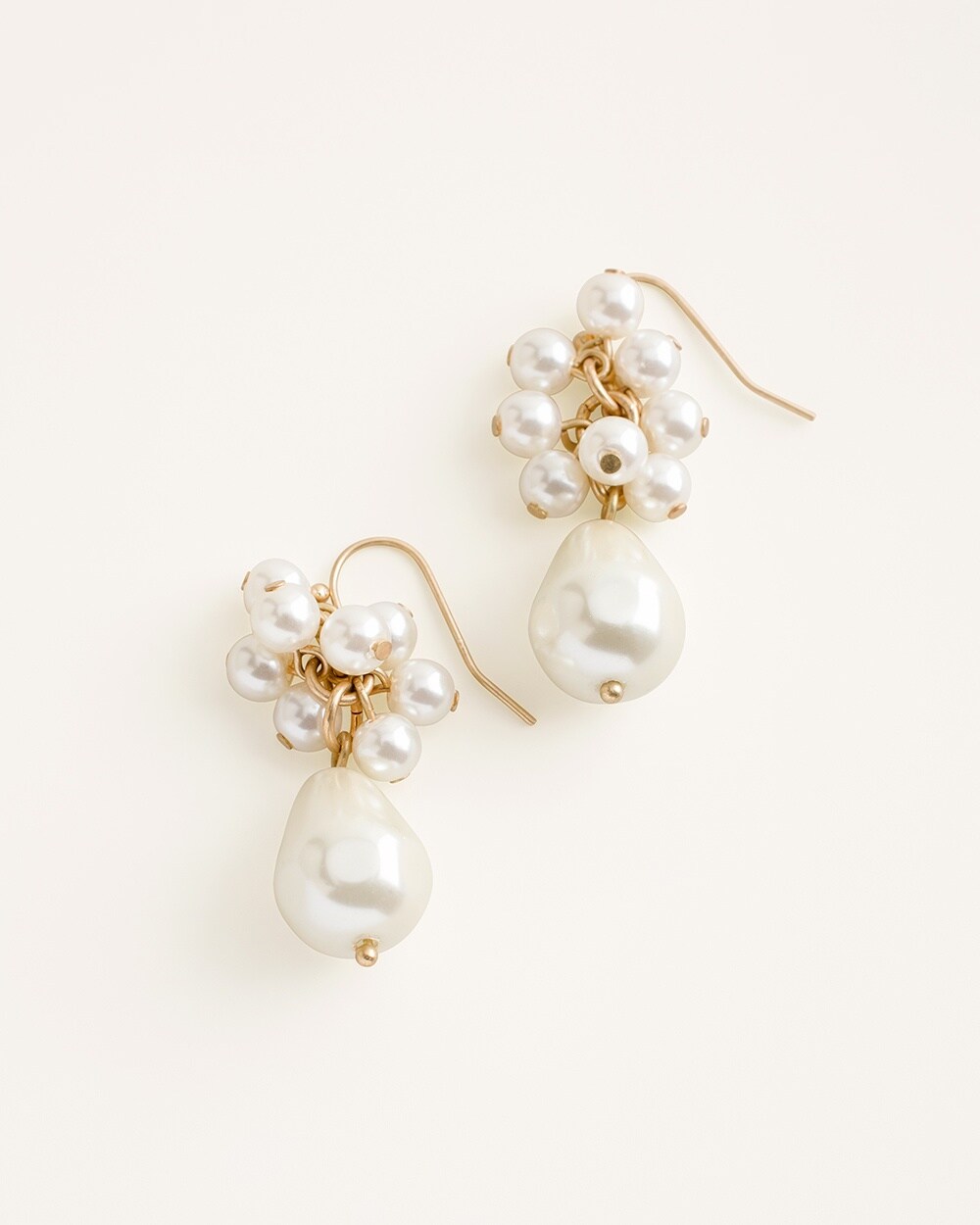 Faux-Pearl Cluster-Drop Earrings
