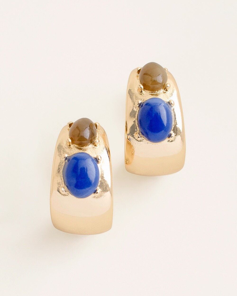 Blue and Gold-Tone Hoop Earrings