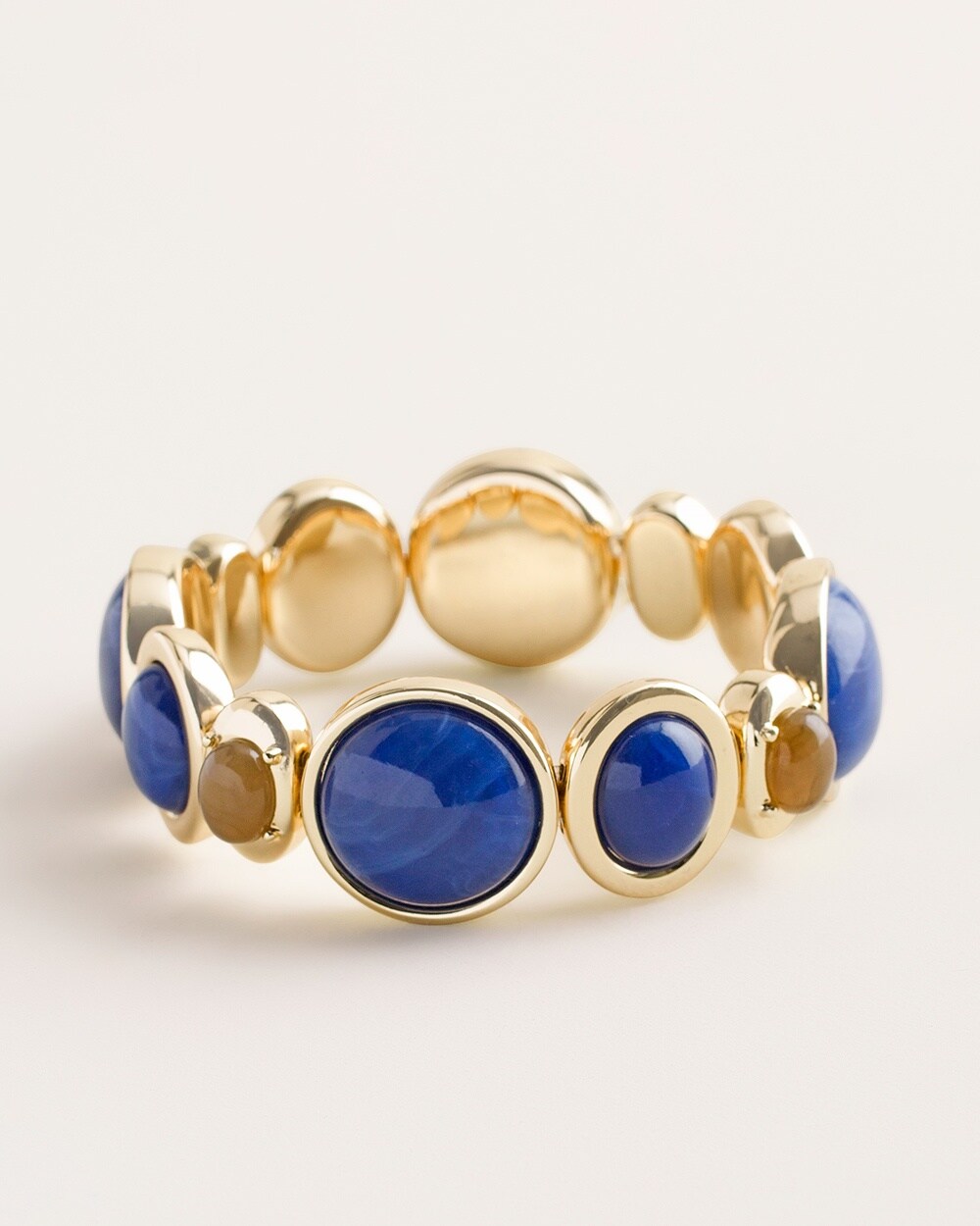 Blue and Gold-Tone Wide Stretch Bracelet