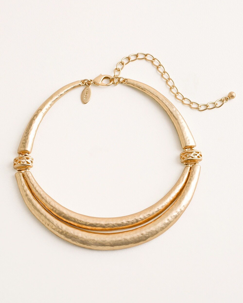 Gold-Tone Textured Shimmer Collar Necklace