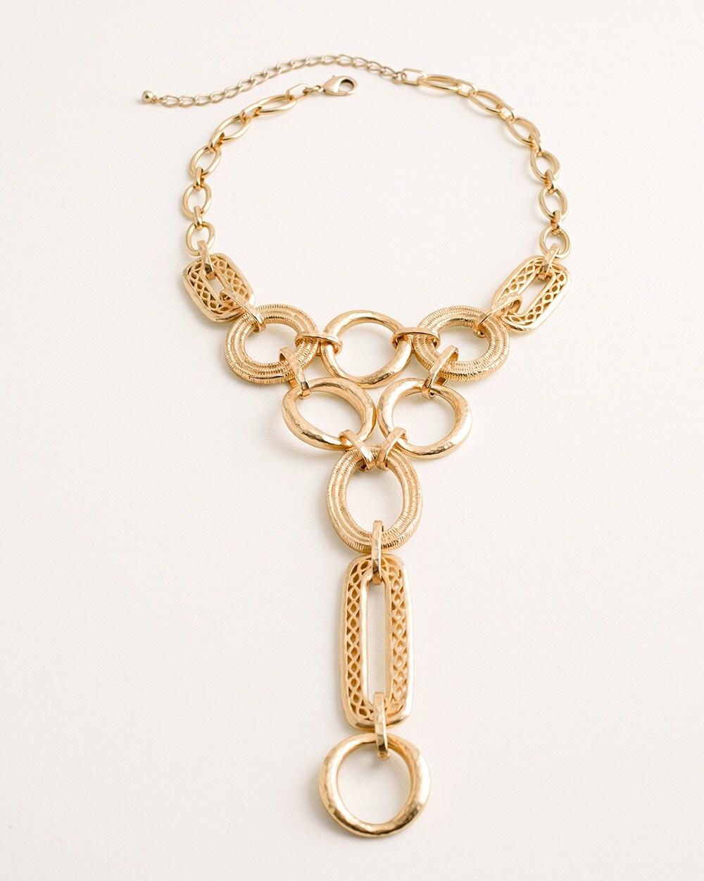 Gold-Tone Textured Shimmer Y-Necklace