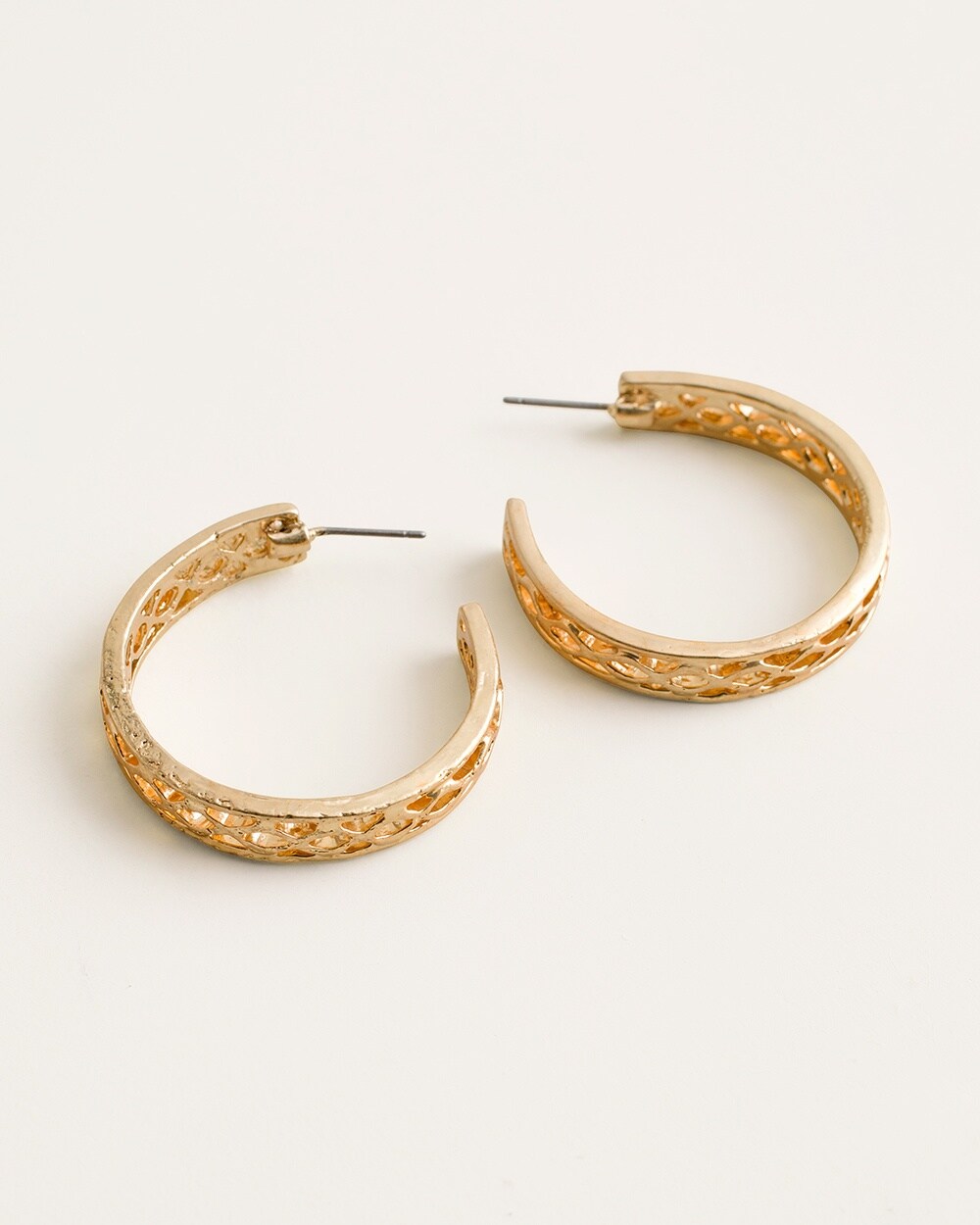 Gold-Tone Textured Shimmer Hoop Earrings