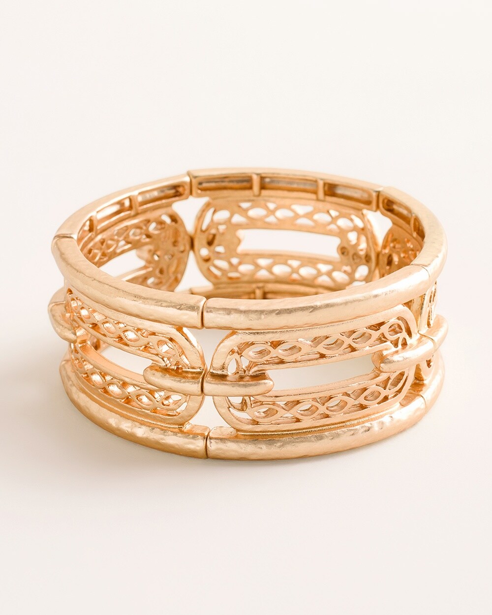 Gold-Tone Textured Shimmer Stretch Cuff