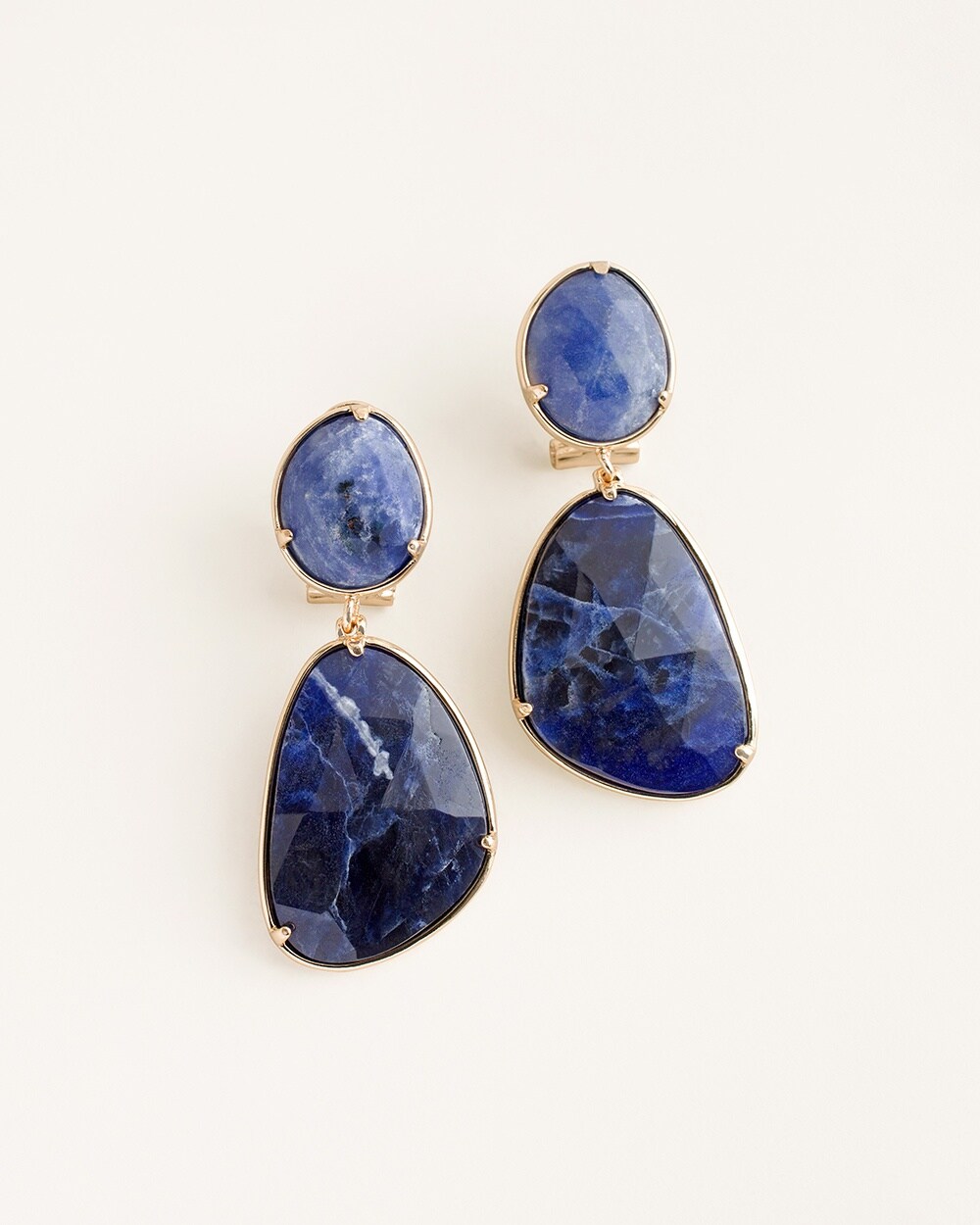 Blue Simulated Stone Drop Earrings