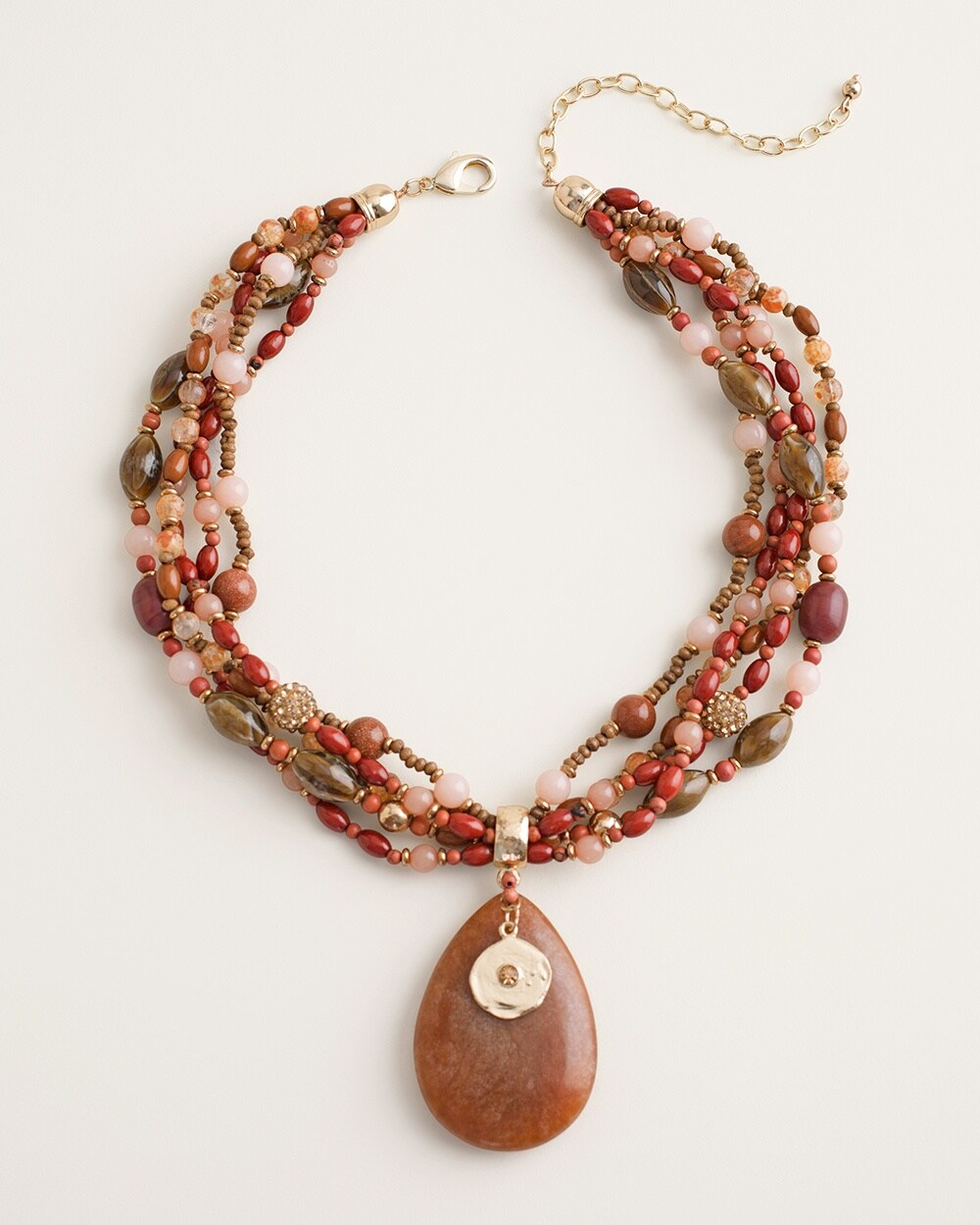 Cinnamon-Hued Multi-Strand Pendant Necklace
