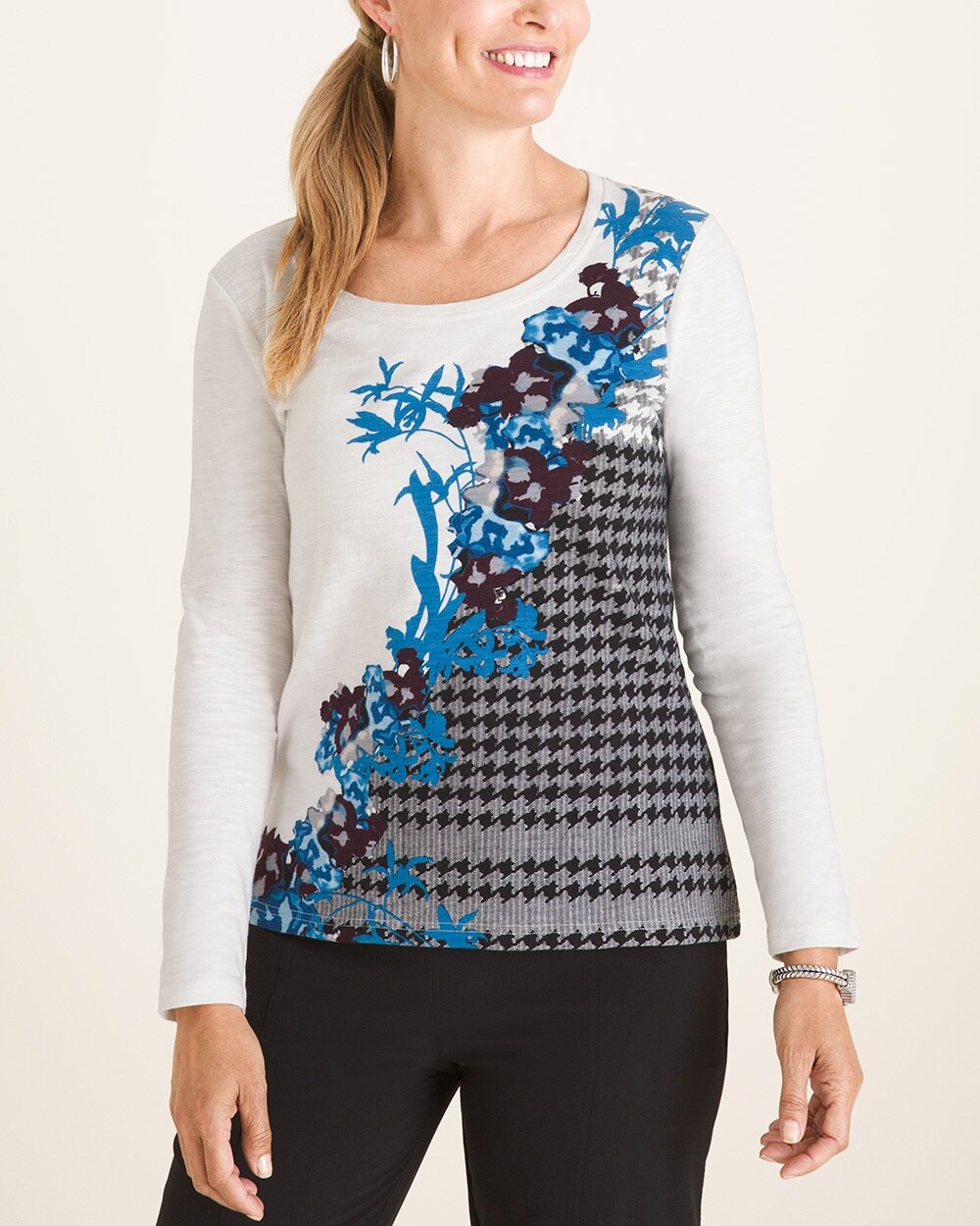 Zenergy Floral Houndstooth Top