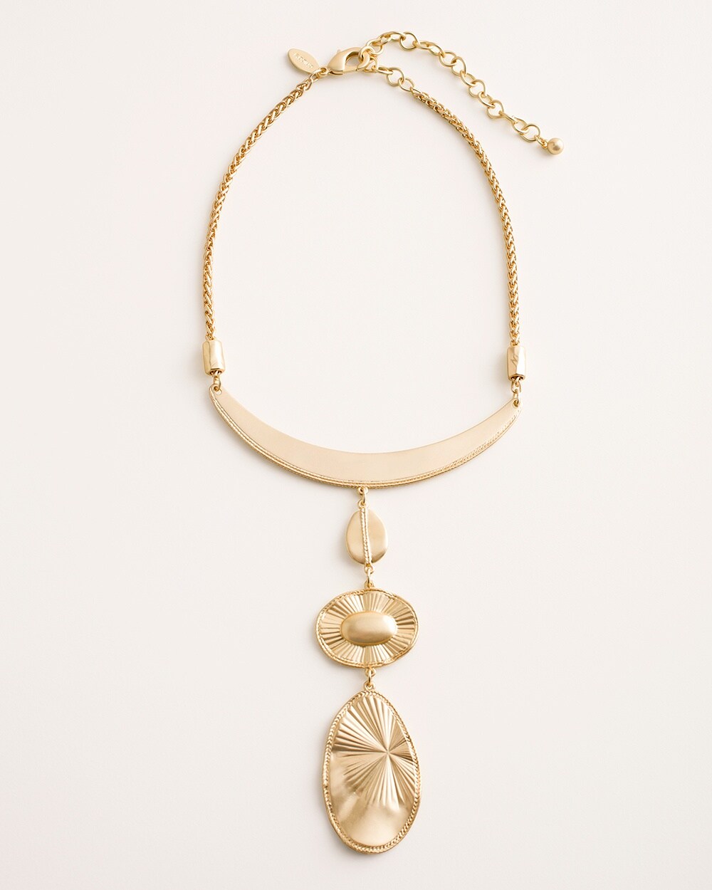 Goldtone Textured Shine Triple-Pendant Necklace