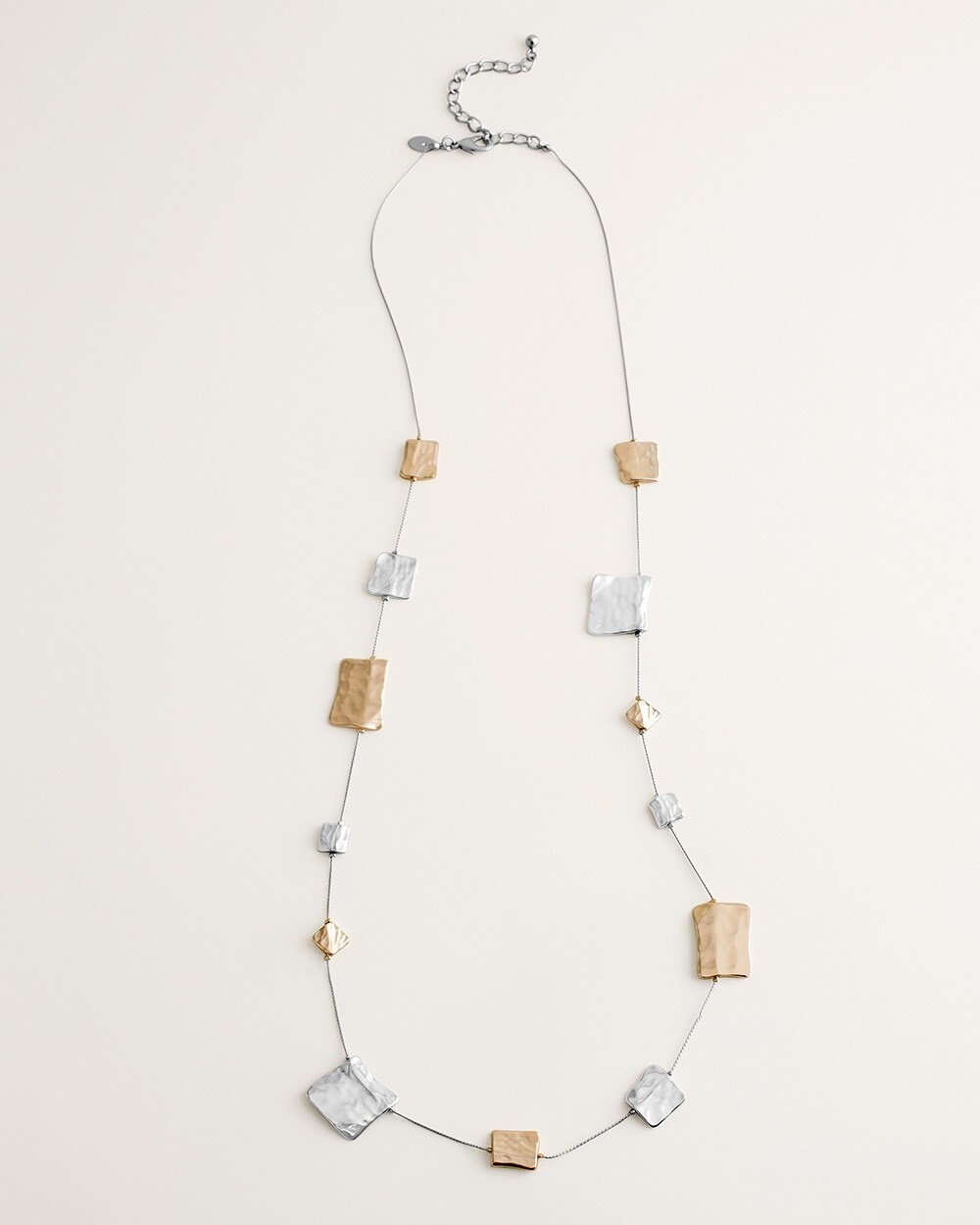 Hammered Mixed-Metal Single-Strand Necklace