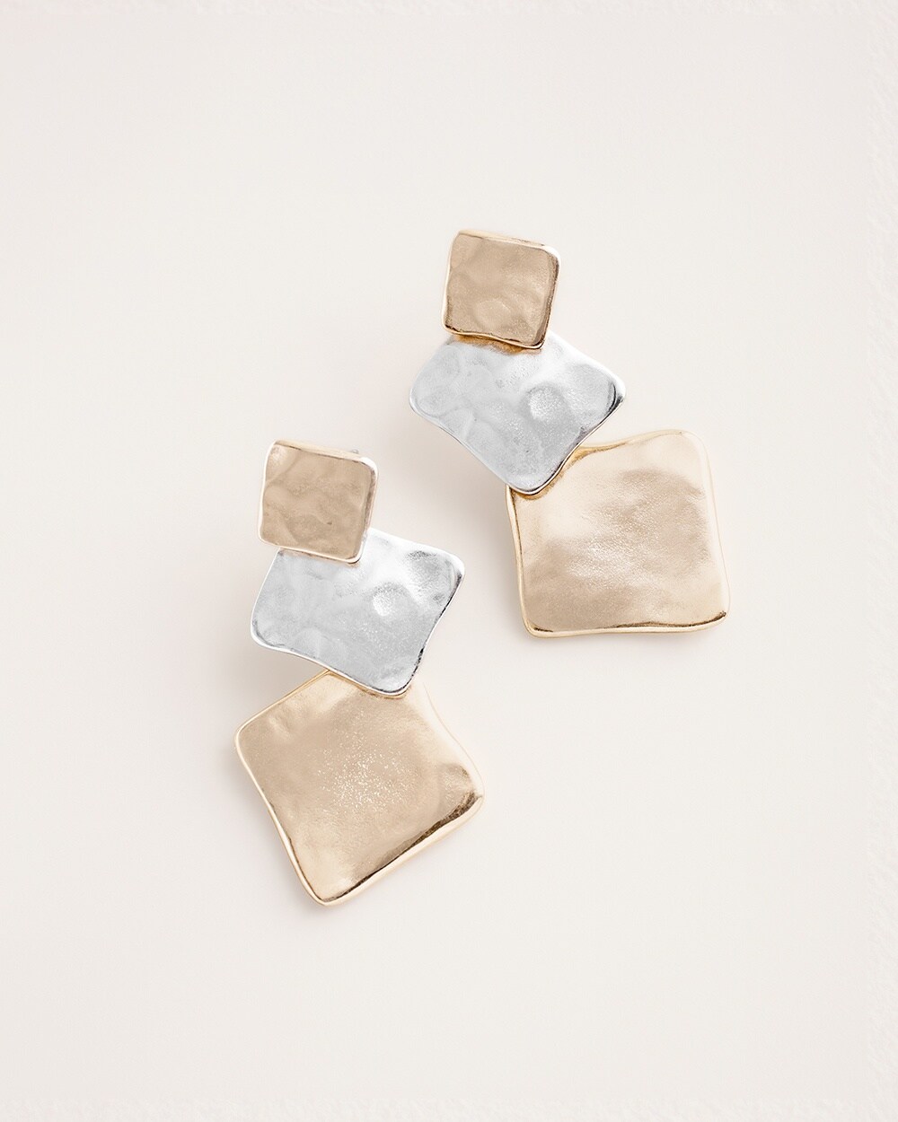 Hammered Mixed-Metal Linear Earrings
