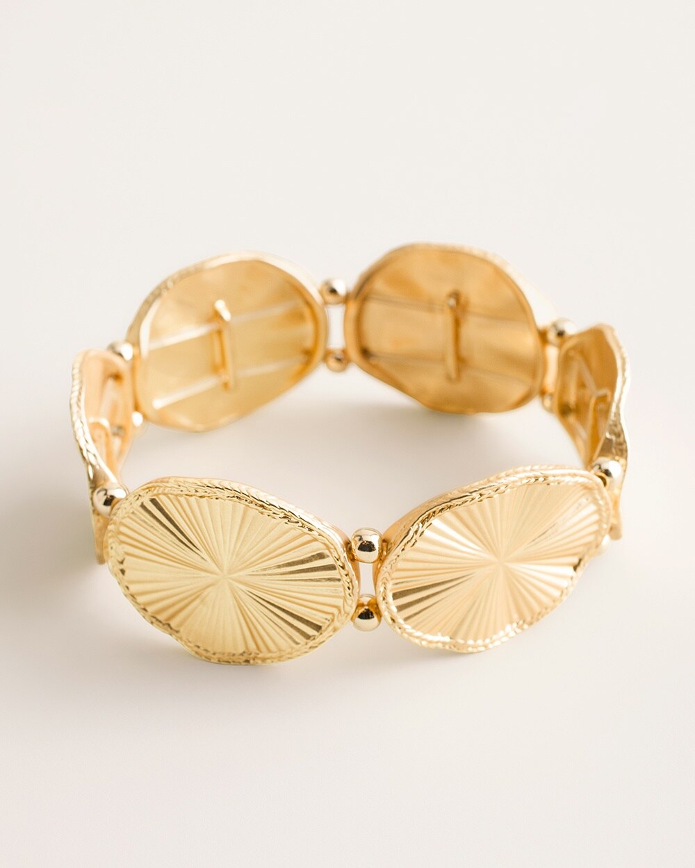 Goldtone Textured Shine Stretch Bracelet