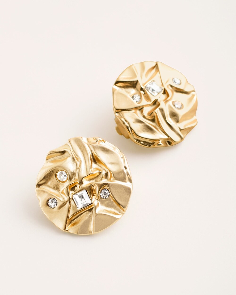 Textured Goldtone Sparkle Clip-On Earrings