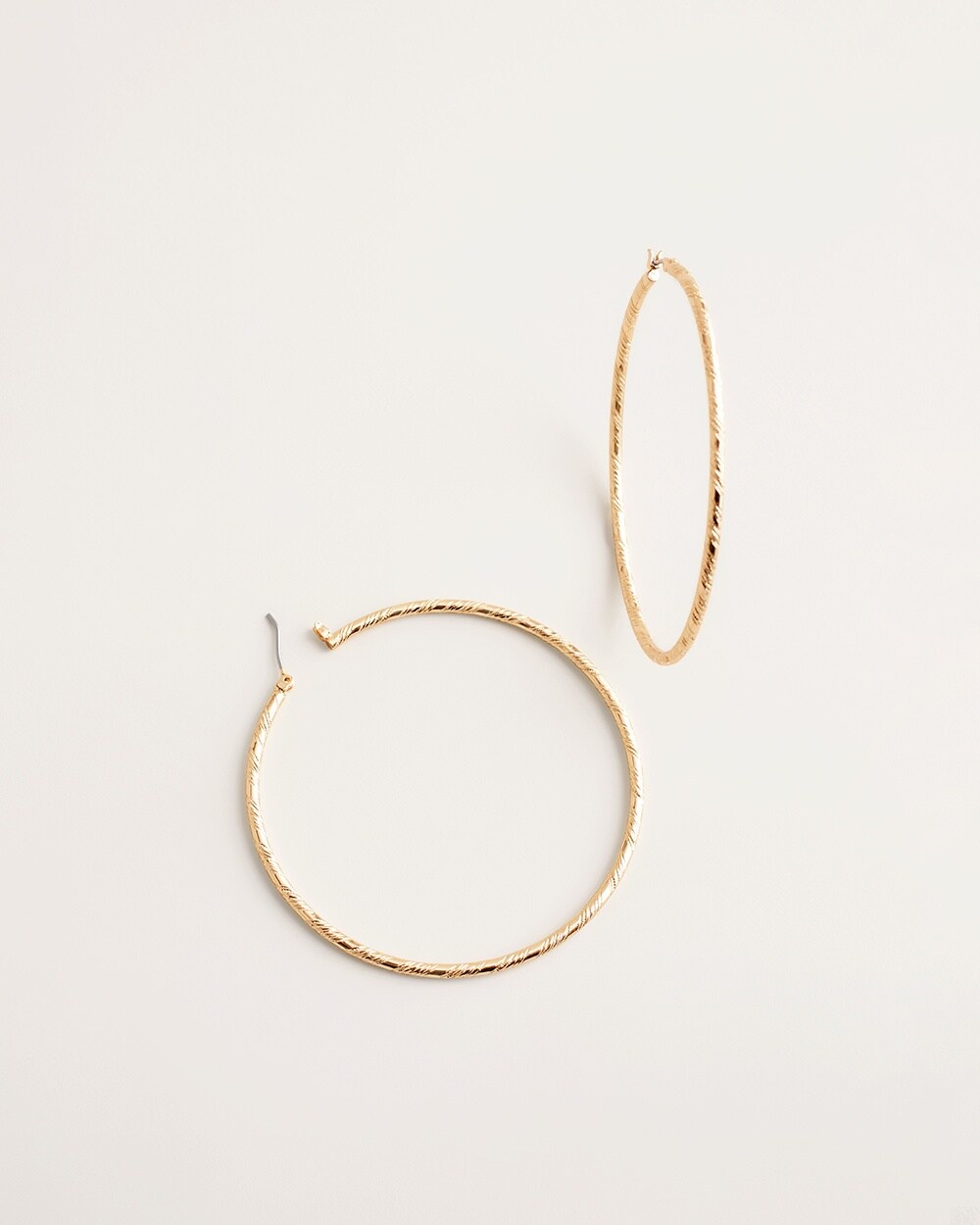 Large Slim Textured Gold-Tone Hoop Earrings